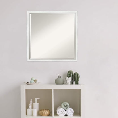 Amanti Art White Bathroom Mirror for Over Sink, 21x21 Breeze Distressed White Square Vanity Mirror, Medium Country Rustic Wood Frame, Hangs Horizonally and Vertically, Bathroom Wall Decor, Beveled