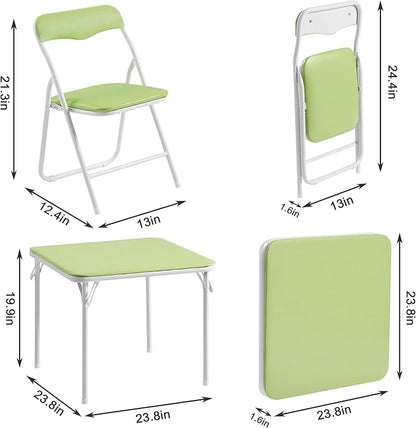 VECELO Kids Folding Activity Table and Chair Set, with Ultra Soft Padded Cushion, 5 Piece, Sage Green