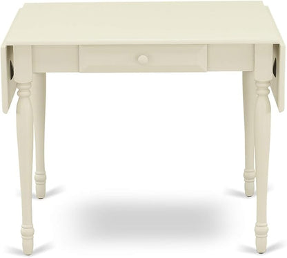 East West Furniture MZKE5-LWH-W 5 Piece Dining Room Furniture Set Includes a Rectangle Kitchen Table with Dropleaf and 4 Dining Chairs, 36x54 Inch, Linen White