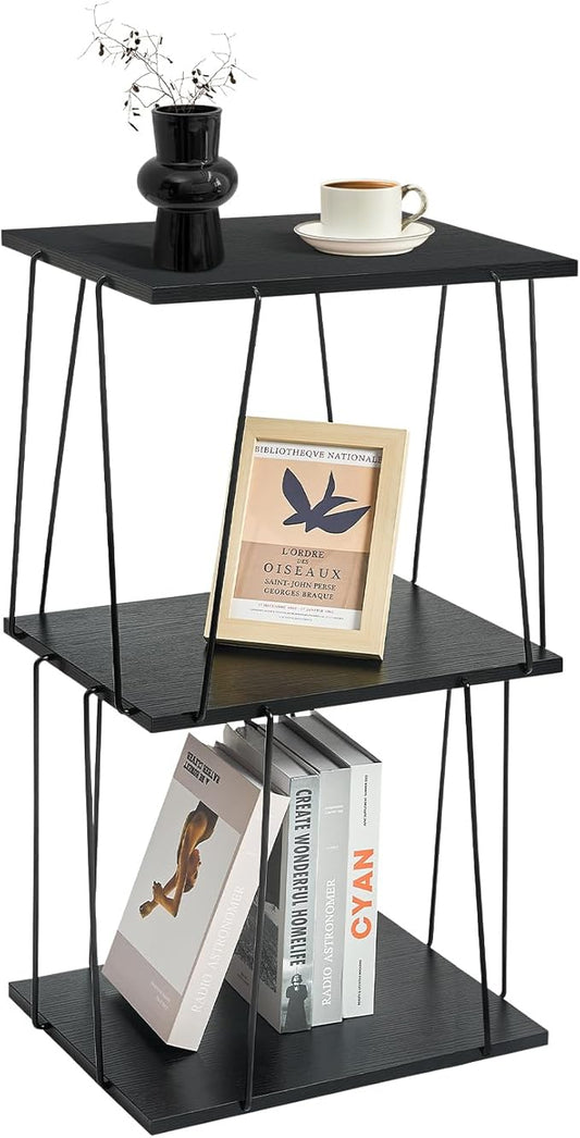 Tall Side Table, Small End Table, 29 inch High Accent Table, Bedside Table for Living Room, Bedroom and Office, Ebony Black