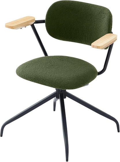 Modern Swivel Dining Chairs Set of 2 with Arms,Upholstered Comfortable Dining Room Chairs, Wooden Armrests & Sturdy Metal Frame, Stylish Kitchen & Dining Table Chairs for Modern Décor