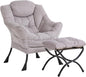Lazy Chair and Ottoman, Large Accent Lounge Chair with Armrests and a Side Pocket, Modern Leisure Upholstered Sofa Reading Armchair with Footrest for Bedroom, Living Room, Dorm Rooms, Office