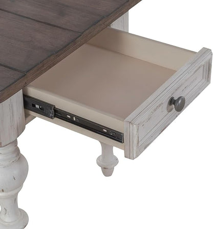 Liberty Furniture River Place Living Room End Table - Riverstone White & Tobacco
