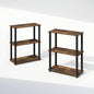 Furinno Turn-S-Tube 3-Tier Compact Multipurpose Shelf Display Rack with Square Tube, Amber Pine/Black, Set of 2