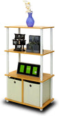 Furinno NW889BE/WH Go Green 4-Tier Multipurpose Storage Rack w/Bins, Beech/White