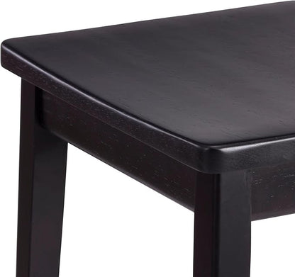Plank+Beam Smythe Bar Stool, 30", Set of 4, Sturdy Wood Modern Kitchen Bar Height Stool, Saddle Seat Backless Bar Chair, Metal Footrest, Black