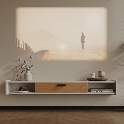 55'' Floating TV Stand,Wall Mounted TV Console,Floating TV Cabinet,Under TV Shelf for Bedroom Living Room(White)