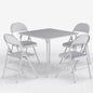 VECELO Portable Folding Card Table Square and Chair Set (5pc) with Collapsible Legs & Vinyl Upholstery, Metal, Grey