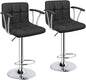 Bar Stools Set of 2,Armrest Adjustable Swivel Barstools with Back,Double Needle PU Leather Counter Height Bar Stools for Kitchen Island, Black