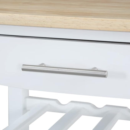 Convenience Concepts Ellaine 4 Tier Kitchen Cart with Drawer and Wine Rack, 24.75", White/Butcher Block