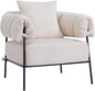 HollyHOME Modern Velvet Accent Chair, Upholstered Comfy Reading Chair, Fabric Large Lazy Arm Chair with Soft Cushion, Metal Frame Lounge Sofa Chair for Living Room, Bedroom, Balcony, Beige