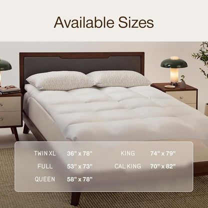 Coop Home Goods Essence Down Alternative Mattress Topper King, Plush 2-Inch Gusset and Baffle Box Design for Even Support and Comfort, Premium Bed Topper for Pressure Relief, Oeko-TEX Certified