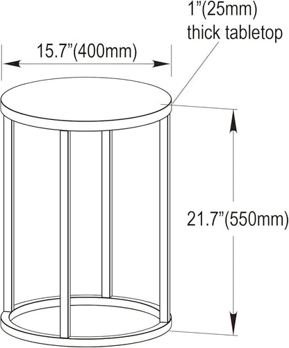 CENSI 16-Inch Natural Oak Round Accent End Table Side Table for Living Room, Mid-Century Modern Nightstand for Bedroom, Plant Stand, Wood and Metal