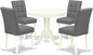 East West Furniture ANAS5-LWH-41 5 Piece Dining Table Set contain A Dinner Table and 4 Platinum Gray Polyester Fabric Kitchen Chairs with Stylish Back- Linen White Finish