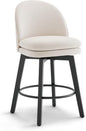 Counter Height Barstools 26 inch Upholstered Swivel Bar Stools with Back and Wood Legs for Kitchen Island,Set of 1,Beige Fabric-Armless