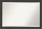 Amanti Art Brown Wall Mirror 28x40 Rustic Plank Espresso Narrow Rectangle Bathroom Mirror for Wall Decor Living Room, Large Rustic Farmhouse Frame, Hangs Horizonally and Vertically, Bathroom Decor