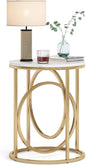 Tribesigns Round End Table for Living Room, Modern Marble Side Table with Gold Metal Frame, White and Gold Accent Table, 26-Inch Tall Narrow Nightstand for Bedroom