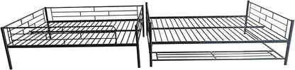 Metal Full Over Full Bunk Bed with Storage Shelf and Guardrails,Multifunctional Bed Frame w/Ladder,Can Seperated into 2 Beds,No Spring Needed,for Kids Boys Girls Teens,Black