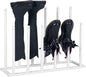 MyGift Modern White Metal Free Standing Boot Shoe Rack Organizer, Tall Boot Shaper Storage Stand, Holds up 6 Pairs of Tall Boots