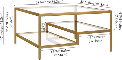 Henn&Hart Lovett Coffee Table, 20" Wide, Gold