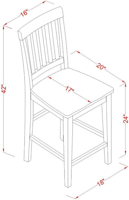 East West Furniture EDVN3-WHI-W 3 Piece Counter Height Dining Table Set Contains a Round Wooden Table with Pedestal and 2 Kitchen Dining Chairs, 30x30 Inch, Buttermilk & Cherry