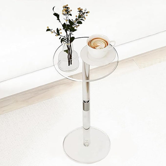 Acrylic Side Table, Acrylic Small Table, Minimalist Side Table for Living Room, Bedroom, Bathroom, Hallway, Balcony