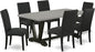 East West Furniture V697DR124-7 7 Piece Modern Dining Table Set Consist of a Rectangle Wooden Table with V-Legs and 6 Black Color Linen Fabric Parsons Dining Chairs, 40x72 Inch, Multi-Color