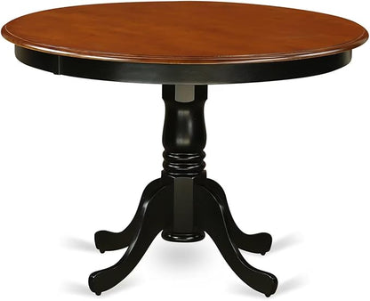 East West Furniture HLAN5-BCH-LC 5 Piece Dining Set Includes a Round Dining Table with Pedestal and 4 Faux Leather Kitchen Room Chairs, 42x42 Inch, Black & Cherry