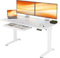 YDN Standing Desk with Drawers, 55 x 24 Inch White Standing Desks Electric Adjustable Height Desk for Computer Workstations, White