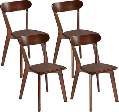 DELAVIN Soild Wood Dining Chairs Set of 4, Oak Wood Kitchen Chairs, Dining Room Chairs, Walnut