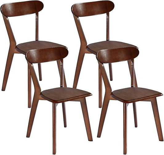 DELAVIN Soild Wood Dining Chairs Set of 4, Oak Wood Kitchen Chairs, Dining Room Chairs, Walnut