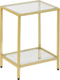 Modern 2-Tier Tempered Glass End Table - Stylish Black Metal Side Table for Small Spaces, Perfect for Living Room & Bedroom (Gold, 1PCS)
