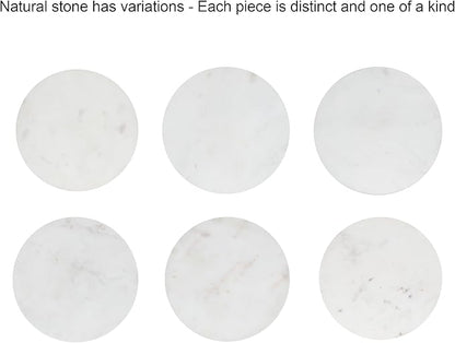 Kate and Laurel Nisha Traditional Marble Round Drink Table, 10 x 10 x 22, White Marble, Antique Brass, and Dark Brown, Vintage Mango Wood Circle Mini Table for Use as Plant Stand or Living Room Decor
