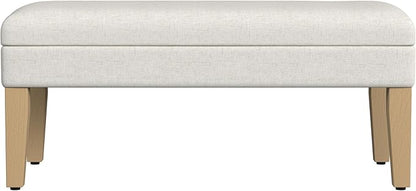HomePop Home Decor | Upholstered Decorative Storage Ottoman Bench | Ottoman Bench with Storage for Living Room & Bedroom | Decorative Home Furniture, Cream Textured Woven