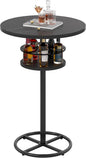 VECELO 36” High Top Bar Table, Sturdy Frame with Metal Base for Cocktail, Pub, Easy Assembly, Marble Black