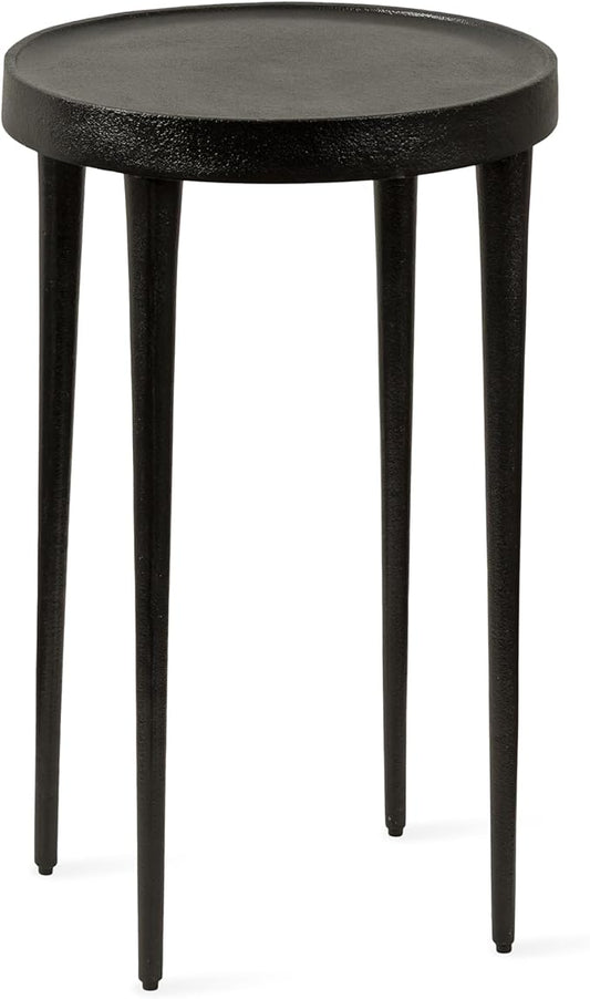Kate and Laurel Rava Modern Metal Round Side Table, 14 x 14 x 22, Black, Cast Aluminum Accent Table for Use as Indoor Plant Stand or Living Room Decor Piece