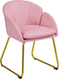 Yaheetech Modern PU Leather Armchair, Flower Shaped Makeup Chair Vanity Chair with Golden Metal Legs for Living Room/Makeup Room/Bedroom/Home Office/Kitchen, Simple Pink