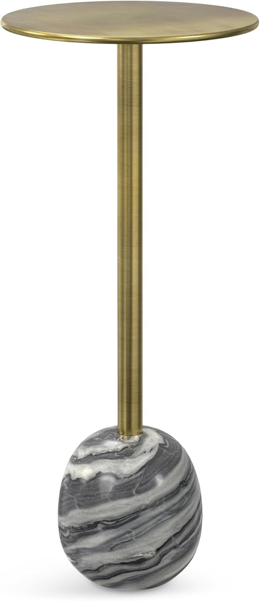 SIMPLIHOME Melene Modern Contemporary 12 inch Wide Metal Side Table in Gold/Grey for The Living Room and Bedroom