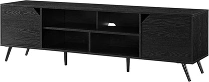 Walker Edison Nora Modern Minimal Open-Shelf TV Stand for TVs up to 80 Inches, 70 Inch, Black