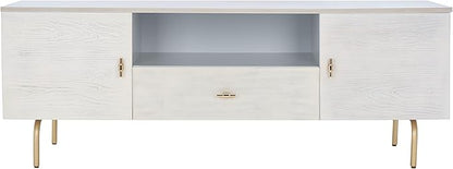 SAFAVIEH Genevieve TV Stand for up to 65" Flatscreen – Grey & White Washed Finish, Mid-Century Modern Storage Cabinet, Entertainment Media Console (MED5000E)