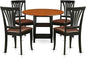 East West Furniture SUAV5-BCH-LC 5 Piece Dining Table Set for 4 Includes a Round Kitchen Table with Dropleaf & Shelves and 4 Faux Leather Dining Room Chairs, 42x42 Inch, Black & Cherry