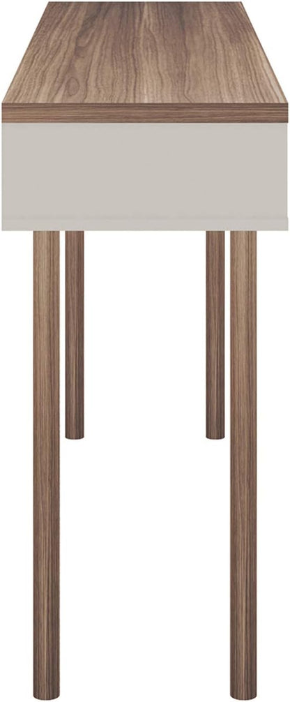 Manhattan Comfort Windsor Modern 2 Shelves Entryway Accent Console Table, 47.24", Off White and Nature