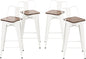 30 Inch Swivel Bar Stools Set of 4 with Backs Counter Height Industrial Metal Barstools Island Bar Chairs for Home Kitchen Dining Room (Swivel 30 inch, White Wooden)