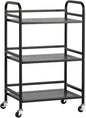 HDANI 3 Tier Rolling Cart,Heavy Duty Multifunctional Metal Frame-Supports 22 Lbs Per Tier,Rolling Cart with 2 Lockable Wheels for Office,Home,Bedroom,Kitchen,Bathroom (Black)…