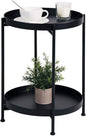 Tiita Round End Table Mental 2-Tier Side Table Nightstand/Small Iron Tables Accent Coffee Table for Living Room Bedroom Office Small Space