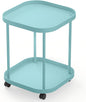 Side Table with Wheels, End Table Living Room Plastic Mobile Sofa Side Table Small Night Stand Bedroom Blue