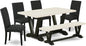 East West Furniture V626DR124-6 6 Piece Kitchen Table & Chairs Set Contains a Rectangle Dining Room Table and 4 Black Color Linen Fabric Parson Chairs with a Bench, 36x60 Inch, Multi-Color