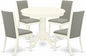 East West Furniture ANLA5-LWH-06 5 Piece Dining Room Furniture Set Includes a Round Kitchen Table with Pedestal and 4 Shitake Linen Fabric Parsons Dining Chairs, 36x36 Inch, Linen White