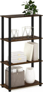 Furinno Turn-S-Tube 4-Tier Compact Multipurpose Shelf Display Rack with Square Tube, Amber Pine/Black
