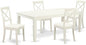 East West Furniture LGBO5-LWH-LC 5 Piece Dining Room Furniture Set Includes a Rectangle Kitchen Table with Butterfly Leaf and 4 Faux Leather Upholstered Chairs, 42x84 Inch, Linen White